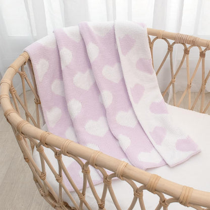 Living Textiles Purple Hearts Chenille Soft Baby Blanket Reversible Premium Cozy Fabric for Best Comfort - for Infant,Toddler,Newborn,Nursery,Boy,Unisex,Throw,Crib,Stroller,Gift, Purple Heart 40x30