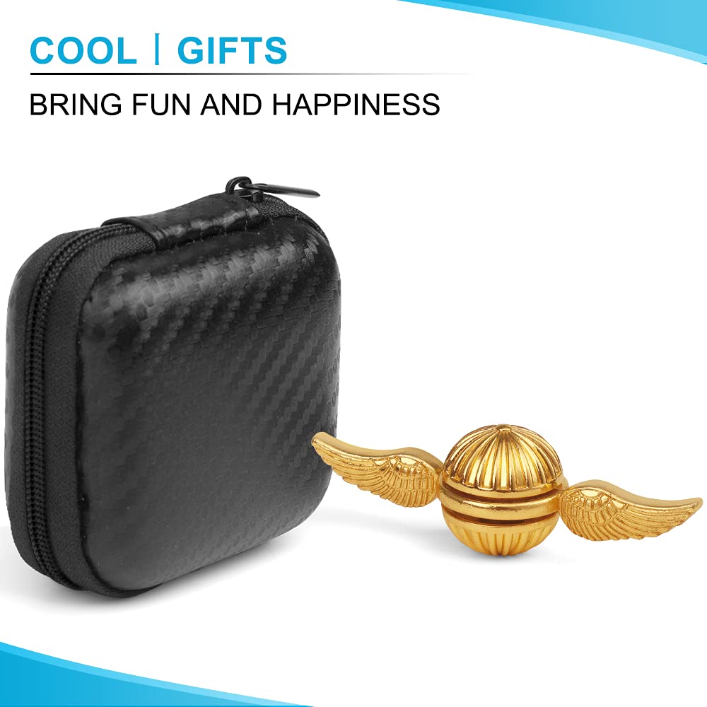 Golden Fidget Hand Spinner for Kids & Adults - Cool Magic Orb Stress Ball Finger Toys for Boys Girls- Holiday Stocking Stuffer for Stress Relief, Focus, ADHD, Desk Toys Decoration Prize Gift