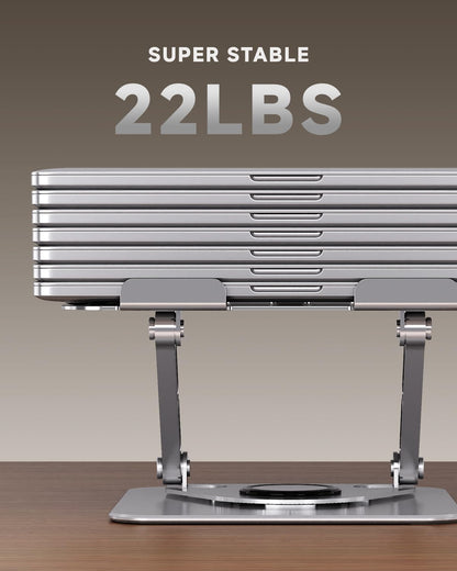 SENZANS Laptop Stand for Desk, Adjustable Laptop Stand Swivel Computer Riser 360 Rotation Base, Portable Ergonomic Laptop Holder for Office Home Fits MacBook Air Pro, Dell, HP (10"-17.3") - Silver