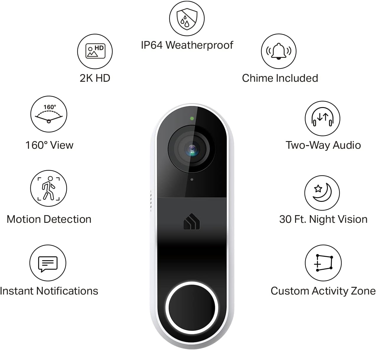 Kasa Smart Video Doorbell Camera Hardwired w/Chime, 2K Resolution, Always-on Power, Night Vision, 2-Way Audio, Real-Time Notification, Cloud & SD Card Storage, Works w/Alexa & Google Home (KD110)