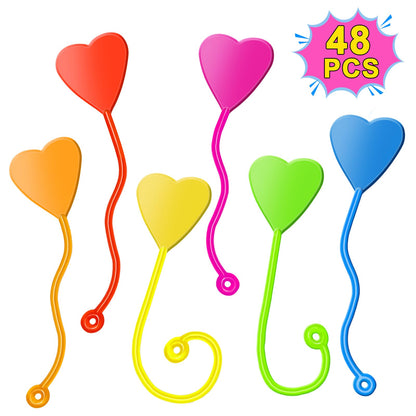 Valentines Sticky Hands Bulk 48PCS Valentines Day Gifts for Kids Classroom Prizes Valentines Party Favors for Kids Stretchy Heart Sticky Hand Toy Valentines Day Goodie Bag Stuffers Kid Party Supplies