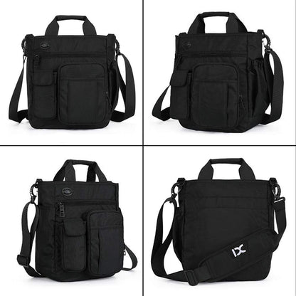 AlwaySky Nylon Crossbody Messenger Bag, Multifunctional Shoulder Bag, Laptop Bag for Men and Women Sport Travel Business (Black)