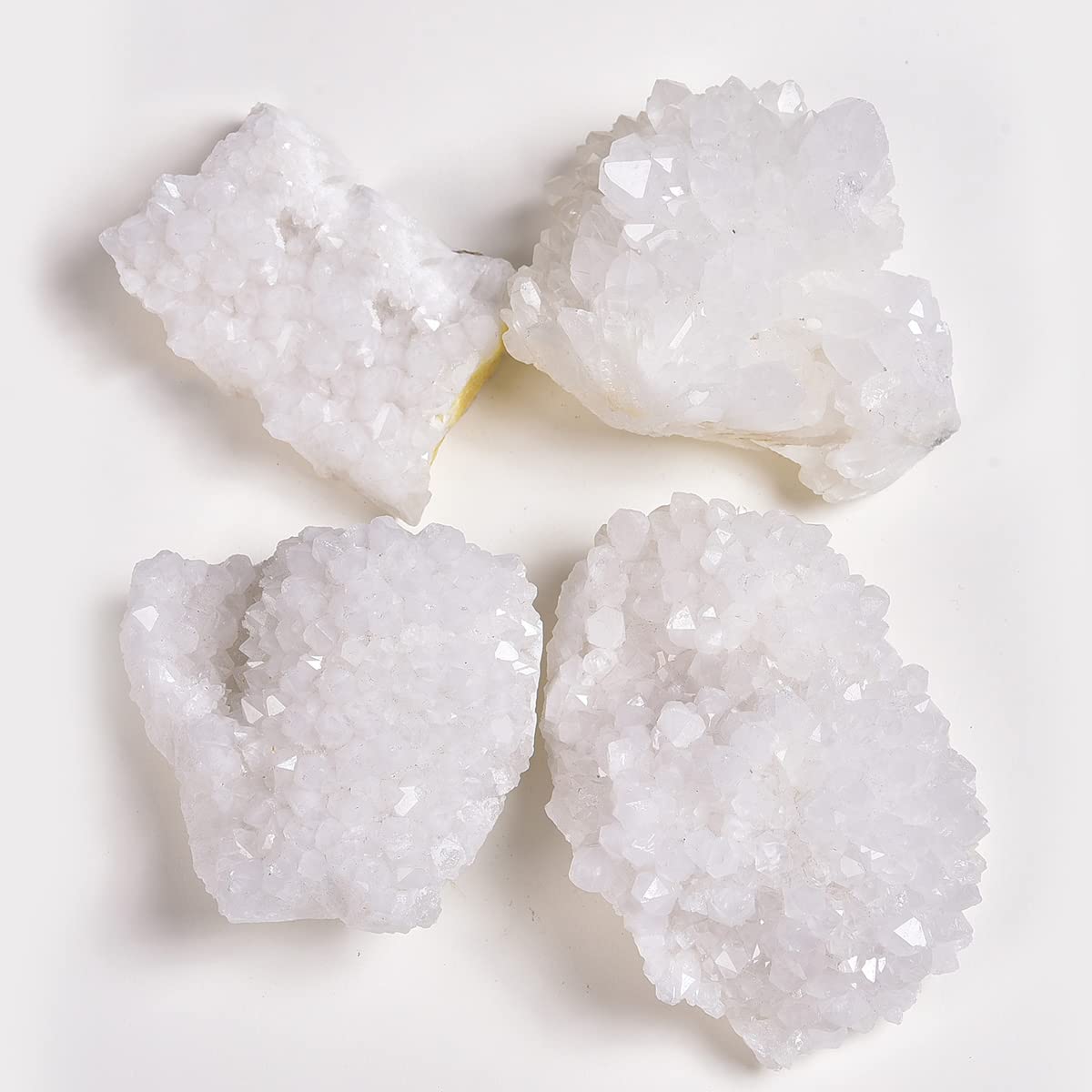 JIC Gem Natural White Quartz Crystal Cluster Geode Druzy Healing Stone Home Decoration Gemstone Specimen Large 1pc 1.98-2.42 lb