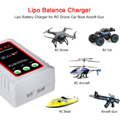 Haisito B3 Lipo Battery Charger for 2-3S Batteries Pack (7.4V,11.1V), Compact Airsoft Battery Balance Fast Charger (100-240V) for RC Quadcopter RC Drone Car Boat (White)