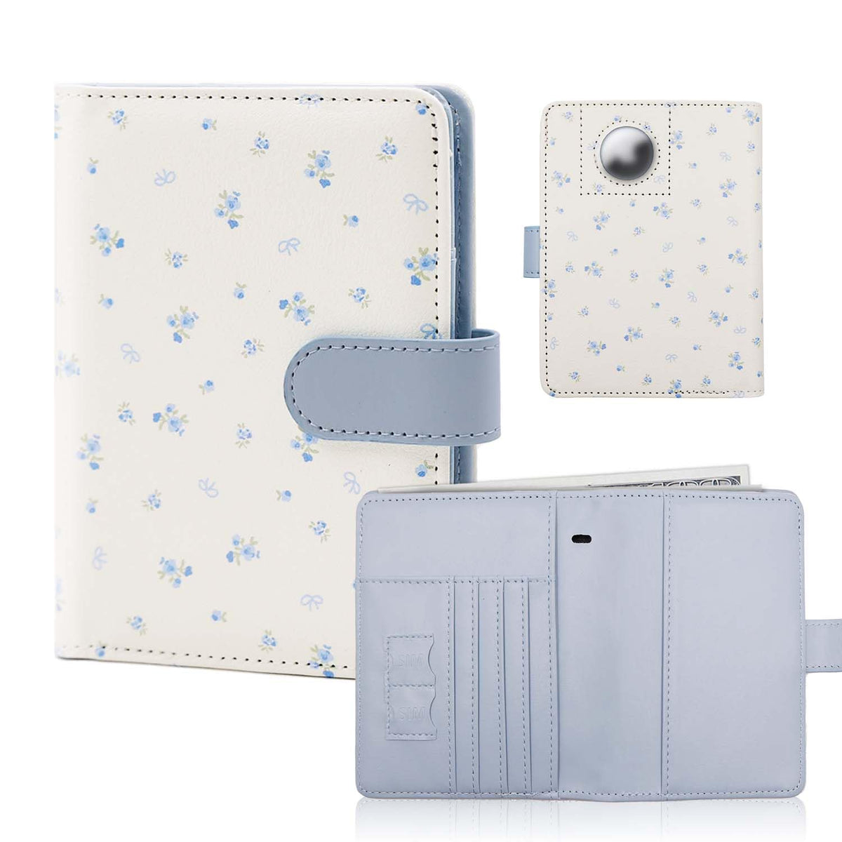 Melsbrinna Rfid Passport Holder for Travel women/Men, Cute Passport Wallet Rfid Blocking Card Slots, Rfid Passport Cover/CaseTravel Wallet, Passport Book Holder (1, floral blue a)