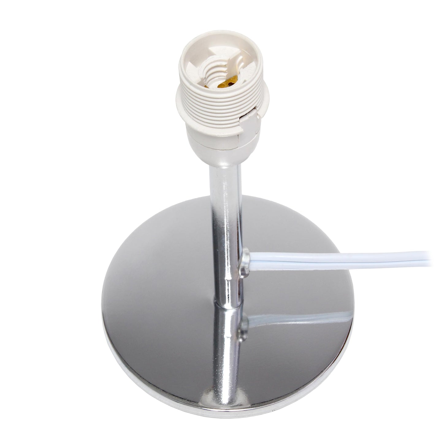 Simple Designs LT1208-WHT 12.4" Bright and Bold Mini Compact Chrome Table Lamp with Angled Fabric Shade, for Living Room, Bedroom, Office, White