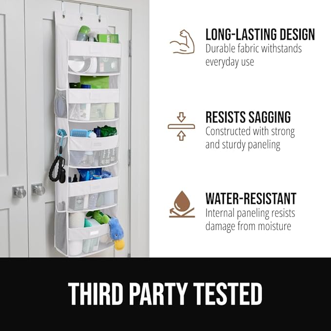 GORILLA GRIP Over The Door Organizer Storage, 5 Deep Hanging Shelves, Holds