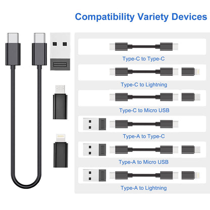 Multi USB Charging Adapter Cable & Conversion Set, USB A to Type C & Lightning Adapter, 60W Fast Charging & Data Transfer Cable