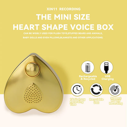 350s Voice Box Recordable Presents Button Sound Box for Stuffed Animals, Voice Recorder for Mother's Day Valentine Christmas Plush Toy,Manual DIY Creative Sound Present for Boys Girls (Gold)