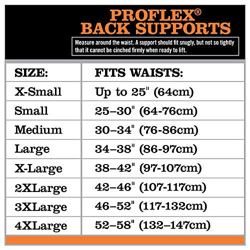 Ergodyne ProFlex 1650 Back Support Belt, 7.5" Elastic, Adjustable, Removeable Straps, Black, Medium