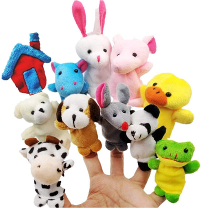 JZK 24 Finger Puppets Set animals family members cute Cloth Plush teaching dolls toddlers party bag fillers Kawaii Plush Finger stuffed toys for kids