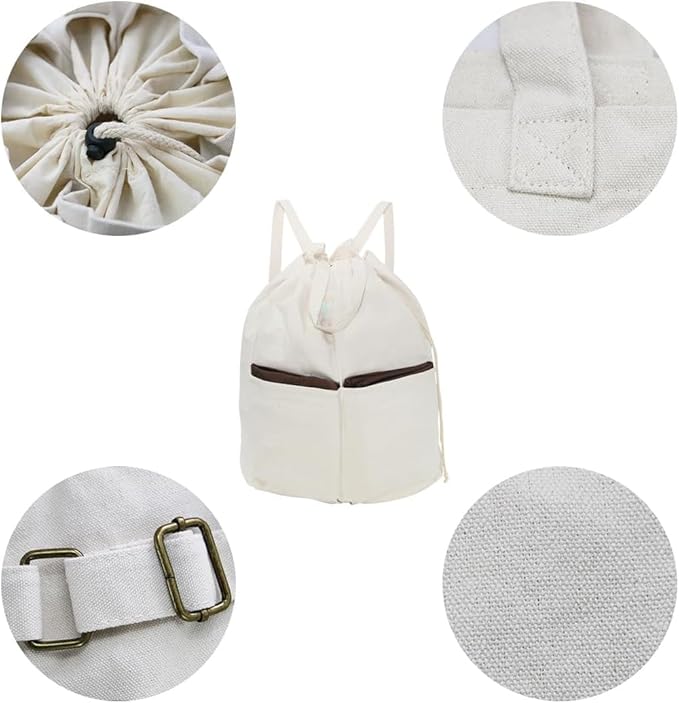 100% Breathable Cotton Canvas Laundry Backpack Bags