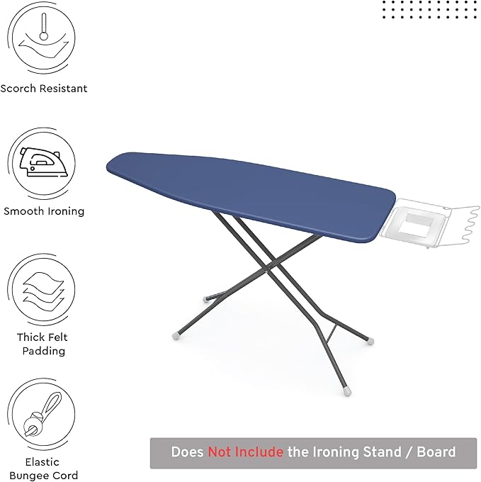 Encasa XO Ironing Board Cover and Pad 49"x18" - 4mm Felt Wide Iron Board Cover