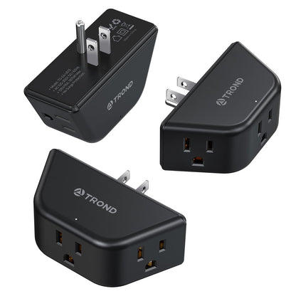 TROND Multi Plug Outlet Extender 2 Pack - Electrical Wall Splitter, 3 Way Angled Wall Outlet Adapter, Cruise Essentials, Small Multiple Plug Expander for Cruise Ship Home Office Dorm Room, White