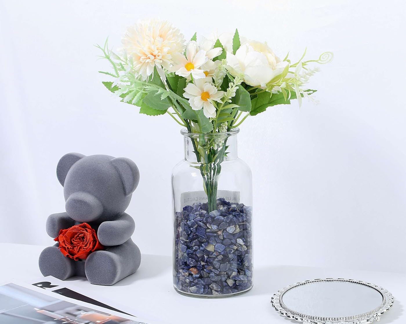 LAIDANLA Sodalite 1lb Crystal Polished Tumbled Stones Irregular Shaped Crystal Chips Bulk Natural Gemstone Aquarium Gravel Rocks Vase Filler Fish Tank Gravel Home Decoration
