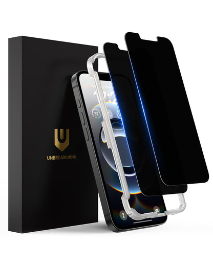 UNBREAKcable Privacy Screen Protector for iPhone 14/ iPhone 13/13 Pro, Tempered Glass [True 28°Anti Spy] [9H Hardness] [Case Friendly] Private Protector for iPhone 6.1" - 2 Pack