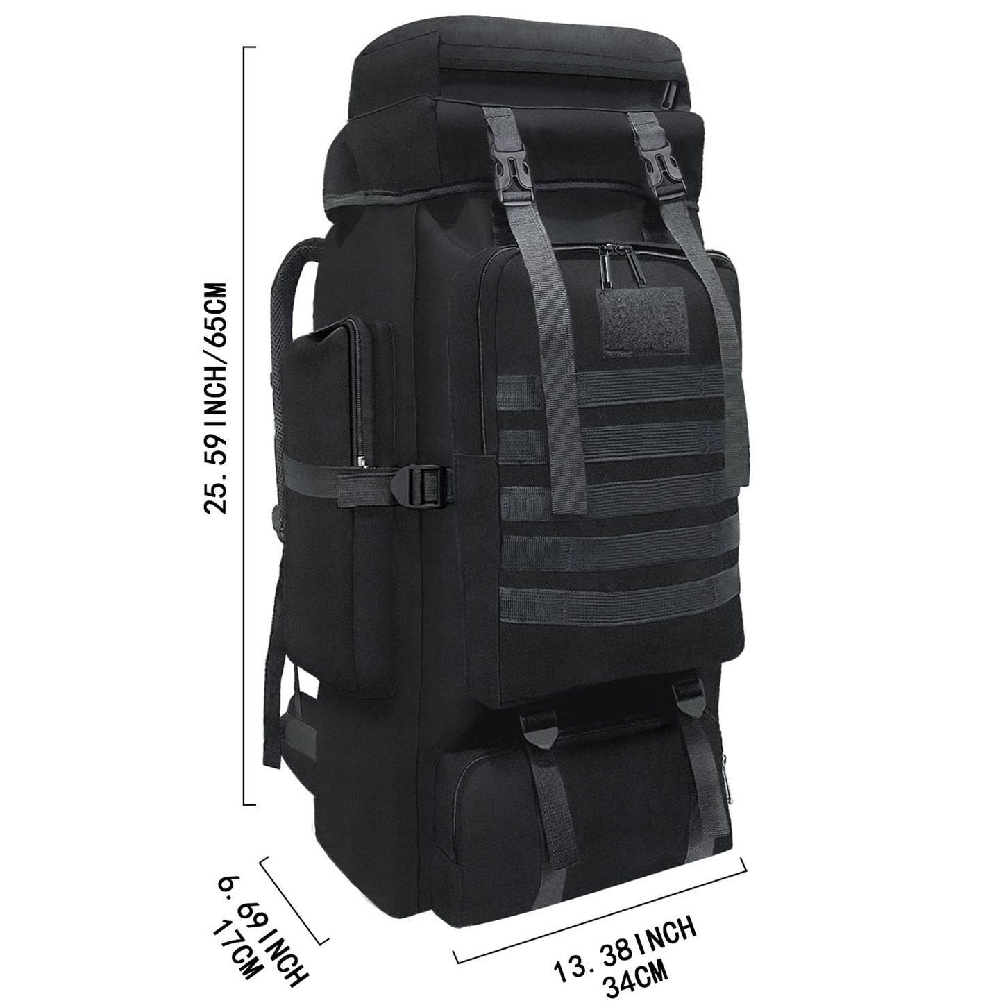 Wesoke 80L Camping Hiking Backpack for Men, Extra Large Survival Hunting Backpack, Waterproof Big Molle Military Tactical Rucksack, Oversized Outdoor Sport Travel Daypack (80L, Black)