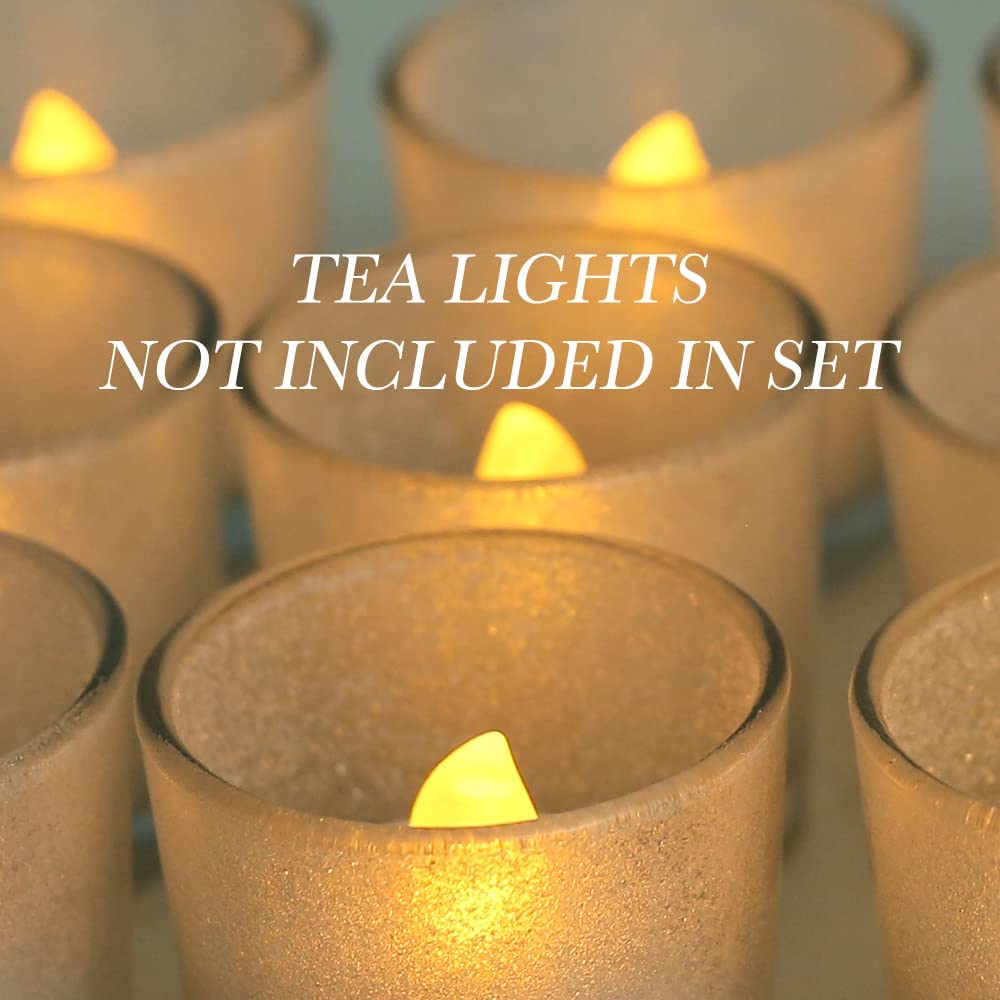 Gold Votive Candle Holders, BeMoment Glitter Glass Tealight Candle Holder for Christmas, Wedding Decor and Home Decor, Festival, Xmas, Holiday, Set of 12(2”×2”)