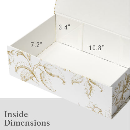 Sorarto Luxury Keepsake Gift Box | Gold Floral Decorative Boxes with Magnetic Lids for Presents, Wedding Memory Box, and Bridal Gifts. 11.5" x 7.5" x 3.5"