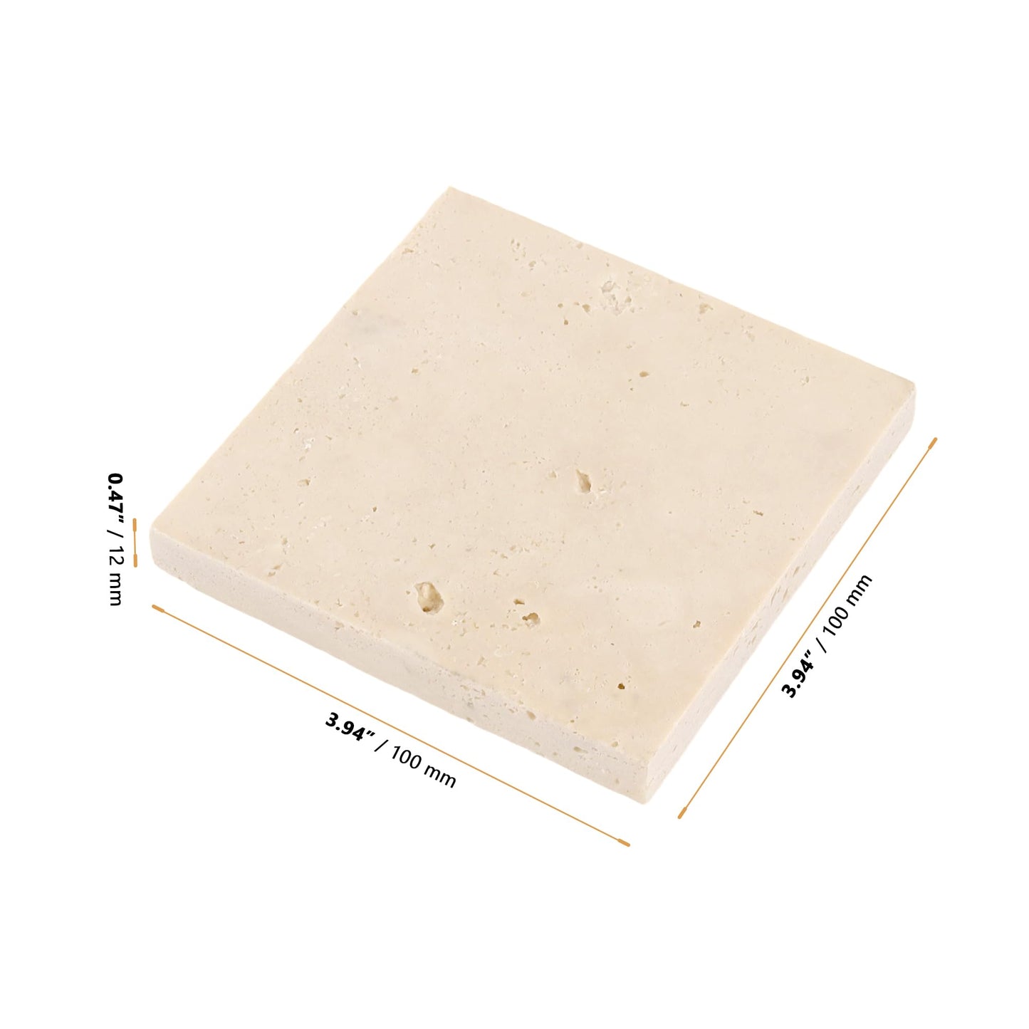 YAUFWUA 6 Pack 4 Inch Square Travertine Coaster, Absorbent Marble Coaster with Cork Pad Travertine Drink Coasters Stone Coasters for Home Decor, Coffee Tabletop