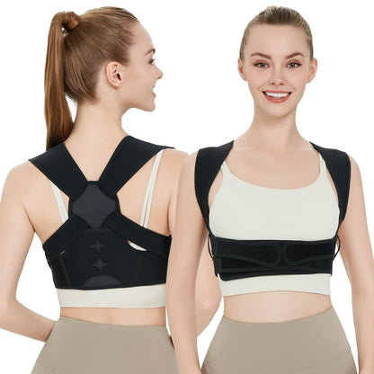 Back Brace Posture Corrector for Women and Men,Adjustable Shoulder Straightener Black(Small/Medium)
