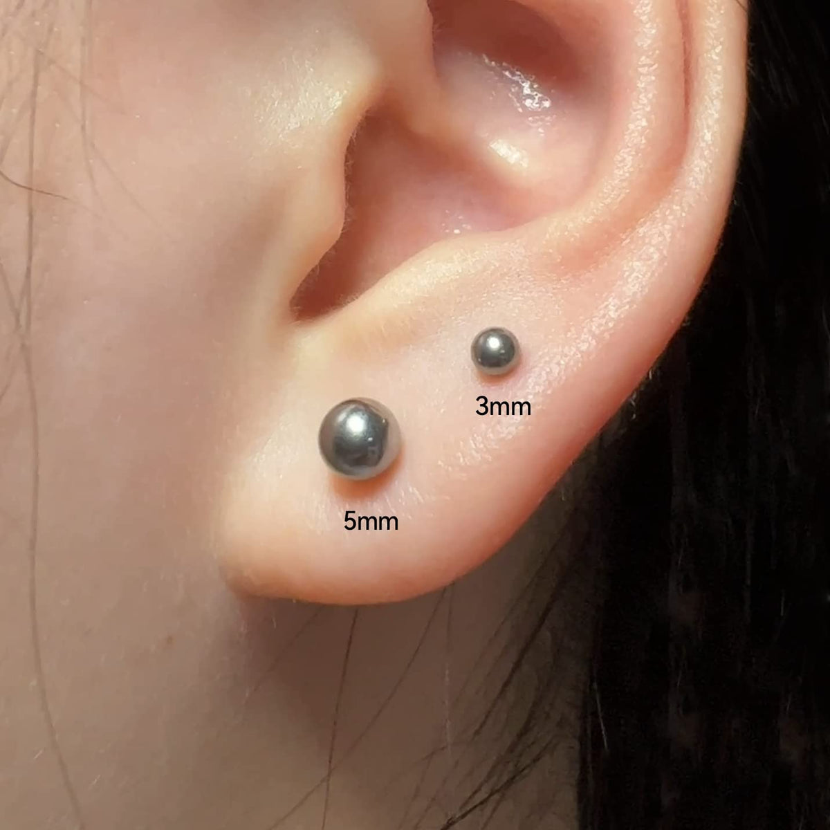 Limerencia G23 Pure Titanium Earrings F136 Implant Grade Titanium Studs 20G Hypoallergenic Round Cubic Zirconia/Princess-Cut/Square/Ball Earrings for Women Men Sensitive Ears(3mm Round Ball)