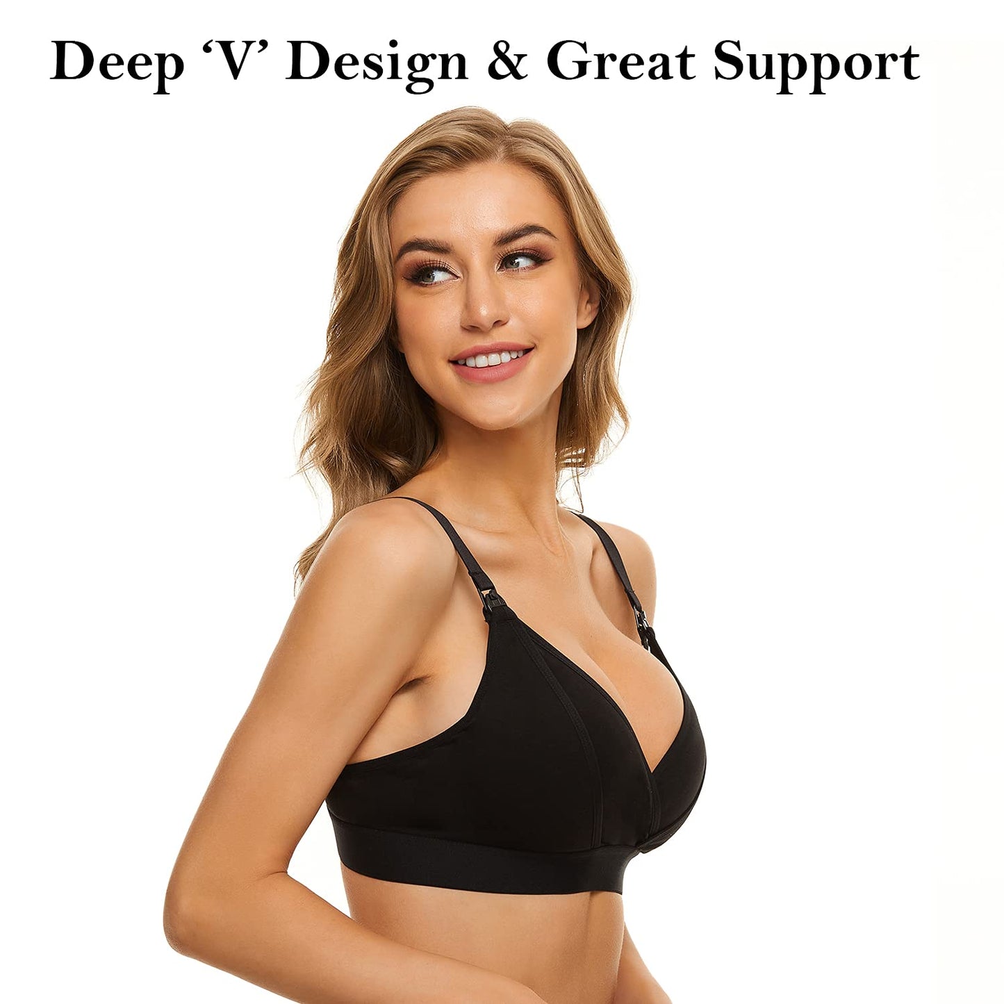 Pumping Bra Hands Free Breast Pumps Bra Nursing Bra Adjustable Wireless Comfortable Pumping and Nursing Bra Fits Breast Pumps, Small-XX-Large (Black, X-Large)