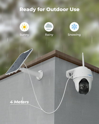 REOLINK First 4K Solar Security Cameras Wireless Outdoor, Argus PT Ultra+ 3W Solar Panel, 360° Pan Tilt Auto-Tracking, 8MP Color Night Vision, 2.4/5 GHz Wi-Fi 6, No Monthly Fee, Home Hub Compatible