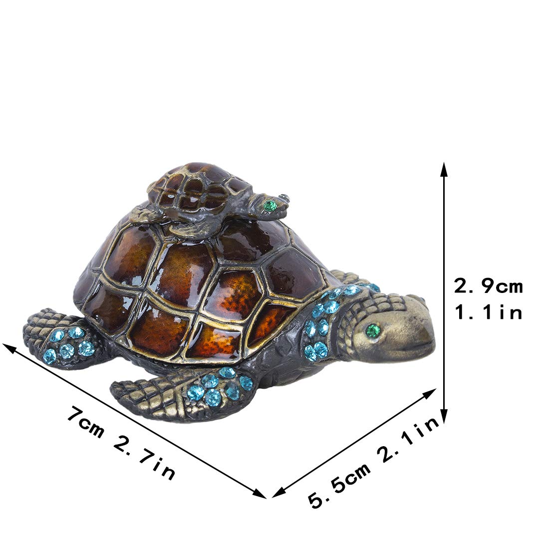 YU FENG Mother and Baby Turtle Figurines Jewelry Trinket Boxes Hinged Collectible Figurines