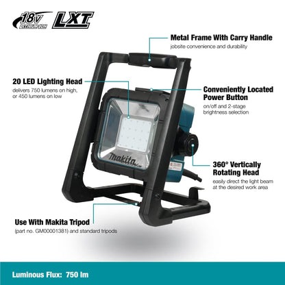 Makita DML805/2 Cordless/ 240V Worklight - Battery And Charger Not Included