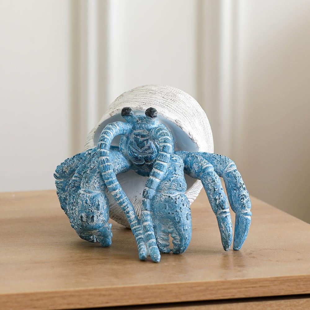 SUYNYBHF Beach Decor Coral Reef Decor, Blue Hermit Crab Figurine, Resin Sculpture, Home Office Desk Statue, Bathroom, Living Room or Seaside Villa Decor Gift