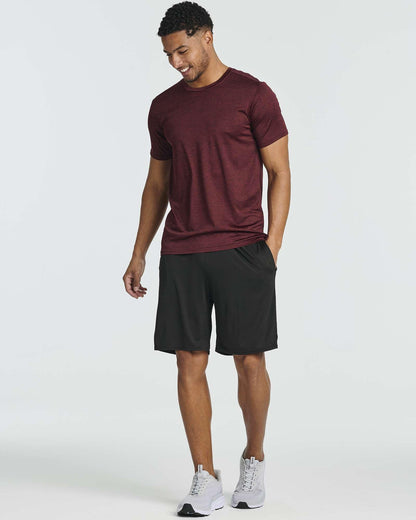 Real Essentials 5 Pack Men’s Short Sleeve Dry Fit T-Shirts – Moisture Wicking Athletic Workout Gym Fitness Casual Tees, Set 1, Medium