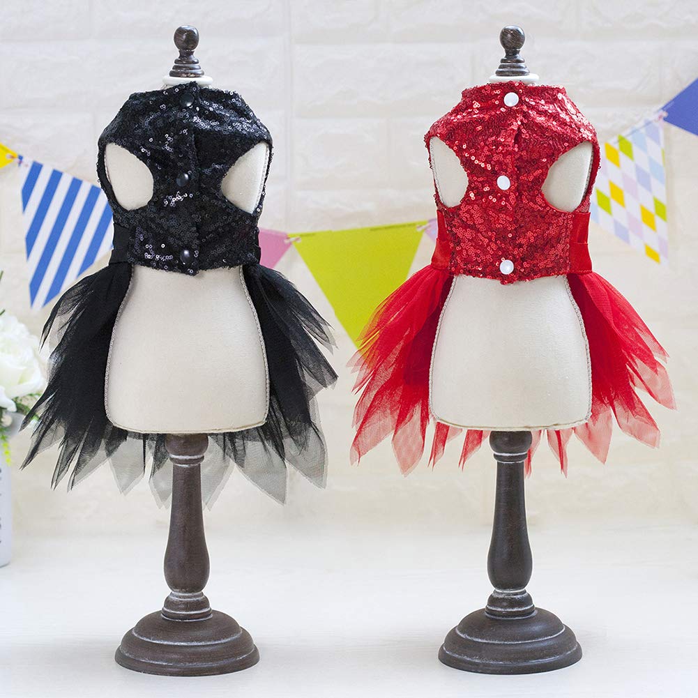 Tangpan Beam Waist Christmas Pet Costume Dog Dance Skirt Satin Camp Party Dress(Red,L)