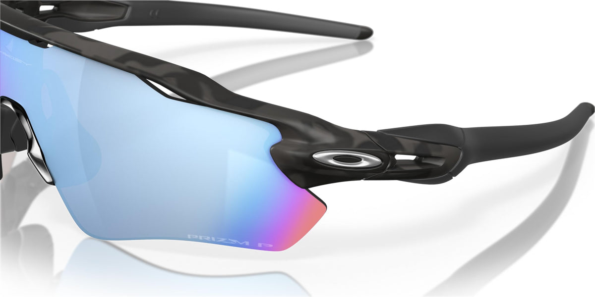 Oakley Men's OO9208 Radar EV Path Rectangular Sunglasses, Matte Black Camo/Prizm Deep Water Polarized, 38 mm