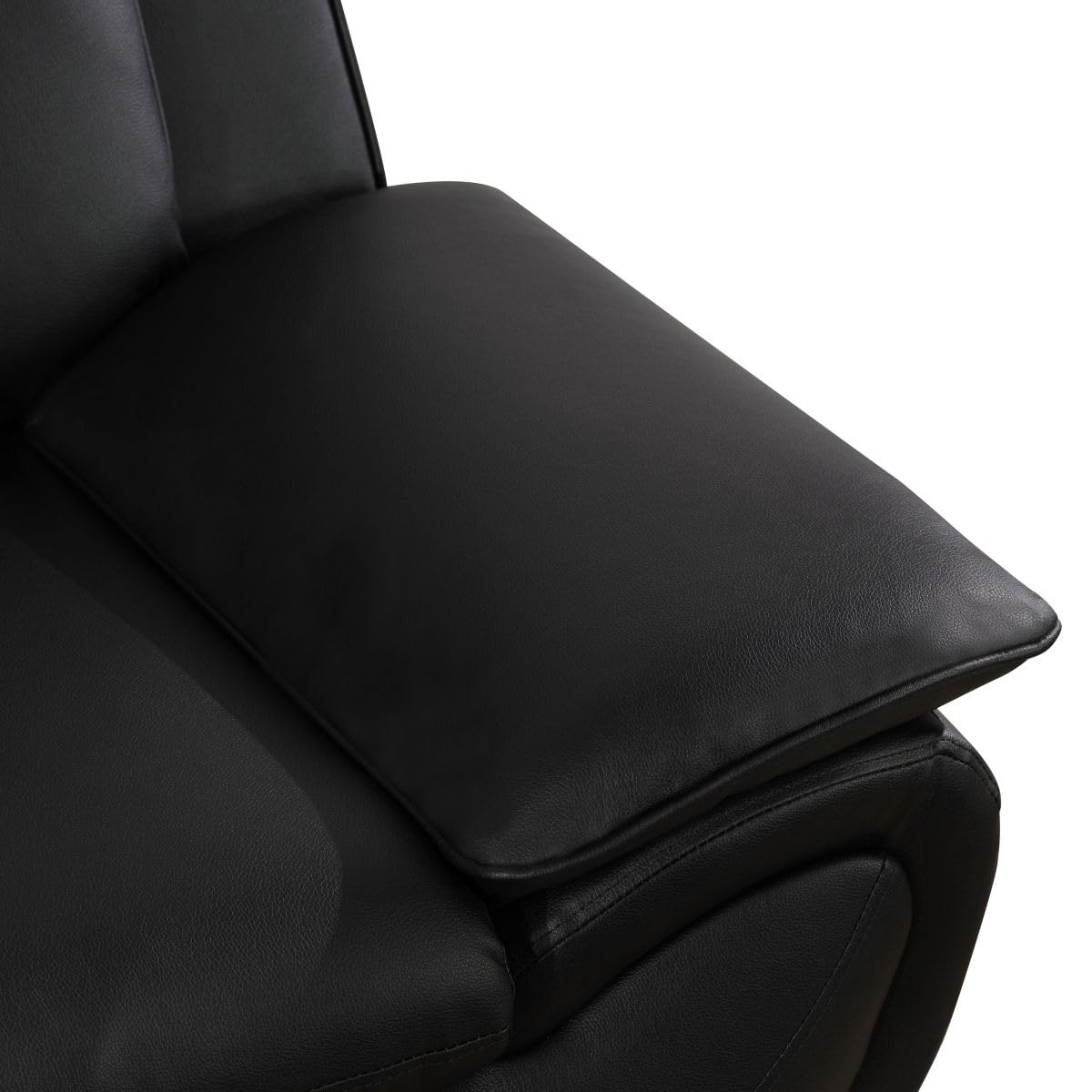 UOCFYK Lounge Comfy Faux Leather Sofa Modern Couch for Small Living Room/Dorm/Bedroom/Office/Apartment for Small Spaces, (Black-2, Three-Person Seat)
