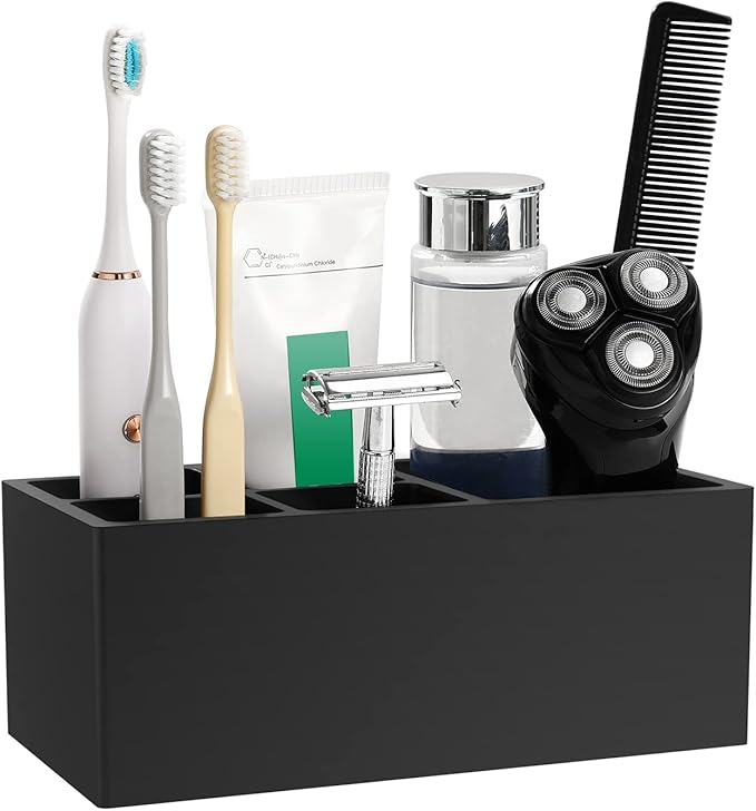 Luxspire Toothbrush Holder, 5 Slots Toothbrush Razor Holder Toothpaste Stand