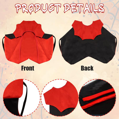 Vampire Cloak Cape Costume Clothes, Adjustable Red Black Pet Accessories Outfit Decor Cowl for Small Cats Dogs Animals Halloween Party Pet Cosplay