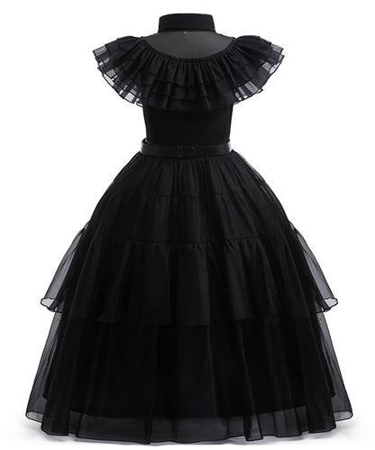 Gunaniti Black Dress Up Costume for Girls Birthday Party Halloween Cosplay Outfit with Accessories 3-12Y (11-12 Years, Black)