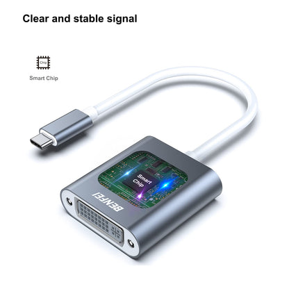 BENFEI USB C to DVI Adapter, Type-C to DVI Adapter [Thunderbolt 3 Compatible] for MacBook Pro 2018/2017, MacBook Air/iPad Pro 2018, Samsung Galaxy S10/S9, Surface Book 2 and More - Grey