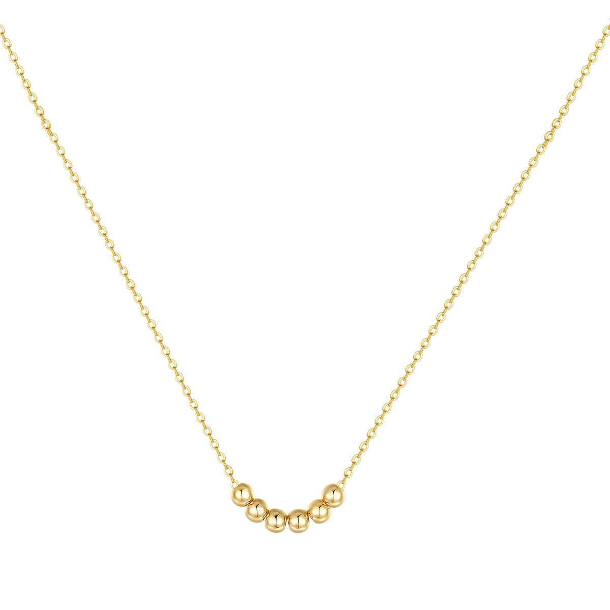 Gold Beads Necklace, Women 14k Gold Plated Cute Fashion Dainty Necklace Tiny Beads Chain Penadant Necklace Minimal Jewelry