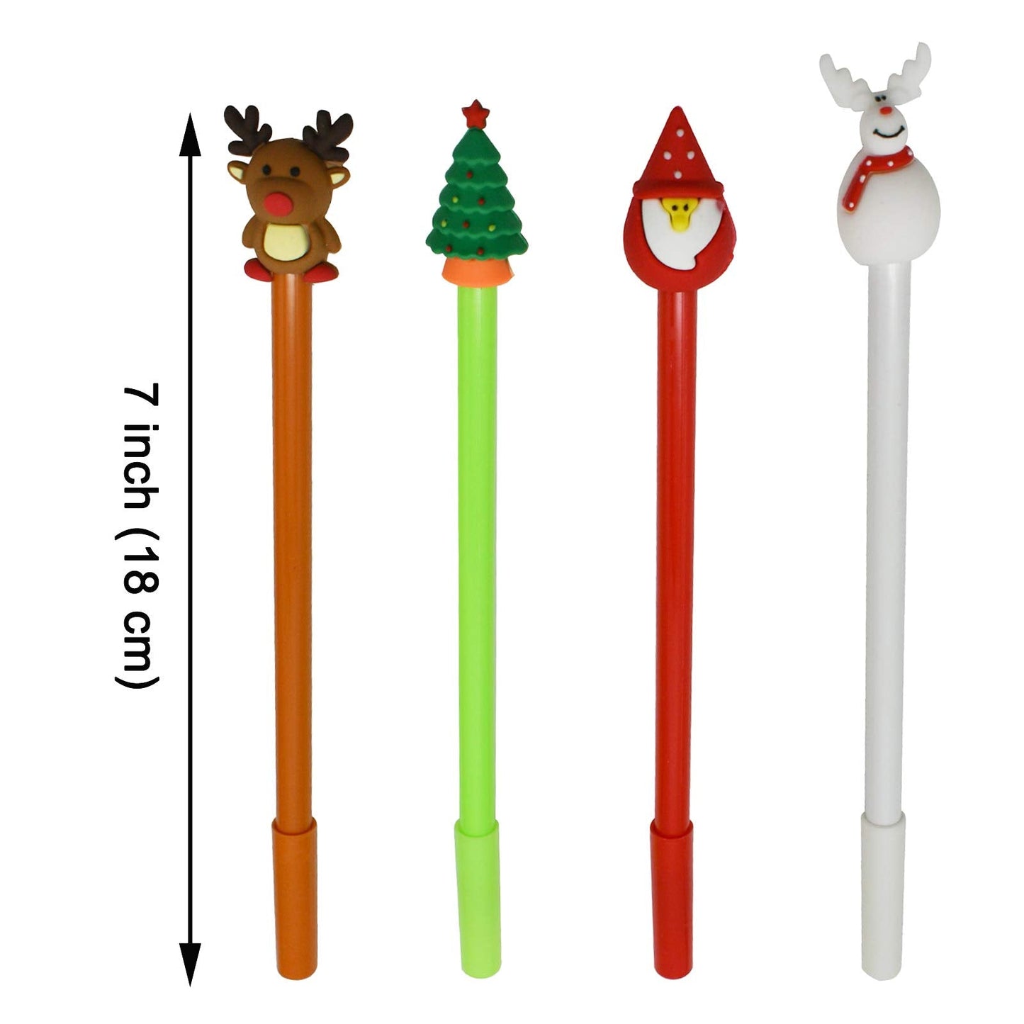 Maydahui 28 PCS Novelty Christmas Series Rollerball Pens Christmas Tree Snowman Reindeer Santa Claus Style Black Gel Ink for Office School Party