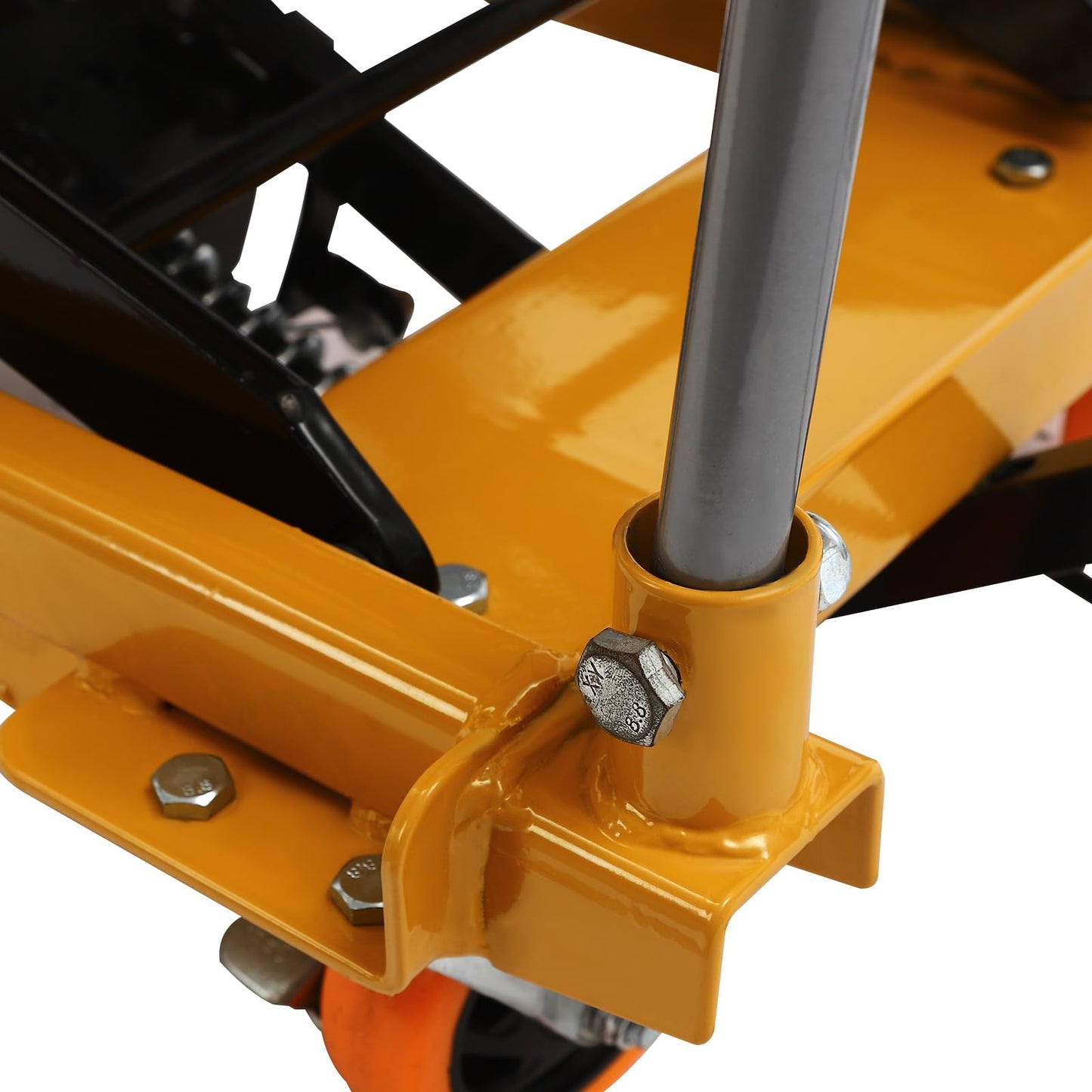 Hydraulic Lift Table Cart, 330lbs Capacity 45" Lifting Height, Double Scissor Lift Table w/ 4 Wheels and Foot Pump, Elevating Hydraulic Cart for Material Handling and Transportation, Yellow