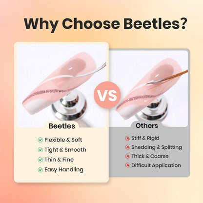 Beetles Nail Art Brushes 8pcs – Crystal Nail Art Tools 5pcs Double-headed Nails Dotting Tool, 3pcs Striping Liner Brushes for Nails with Pearls Bowknot Stickers, DIY Home Salon Manicure Design Tools
