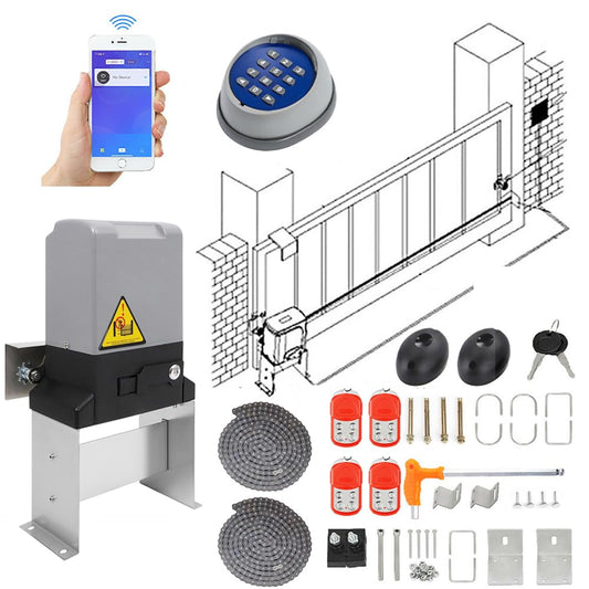 Upgraded Automatic Sliding Gate Opener APP Control,750W Electric Slide Gates with Remote Controls,Wireless Keypad,Gate Operator Hardware Security System Kit for Sliding Gate Up to 40 Feet (4000Lbs)