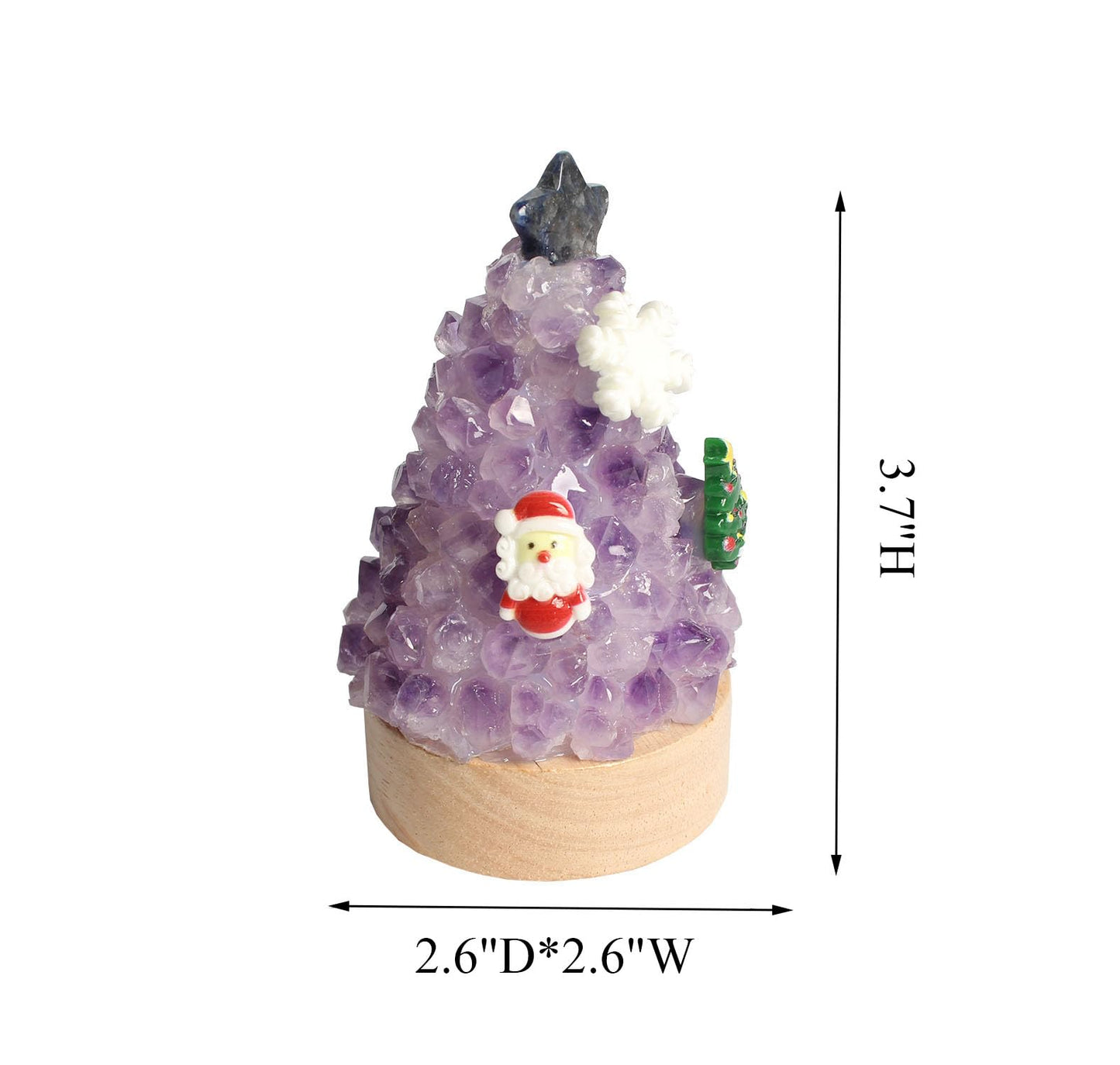 Youhot Natural Amethyst Crystal Tree Lamp - Healing Gemstone Pine Tree LED Night Light, 3.7 Inch Small Table Lamp with Wooden Base, Spiritual Home Office Decor, Zen Meditation Gift for Women & Men