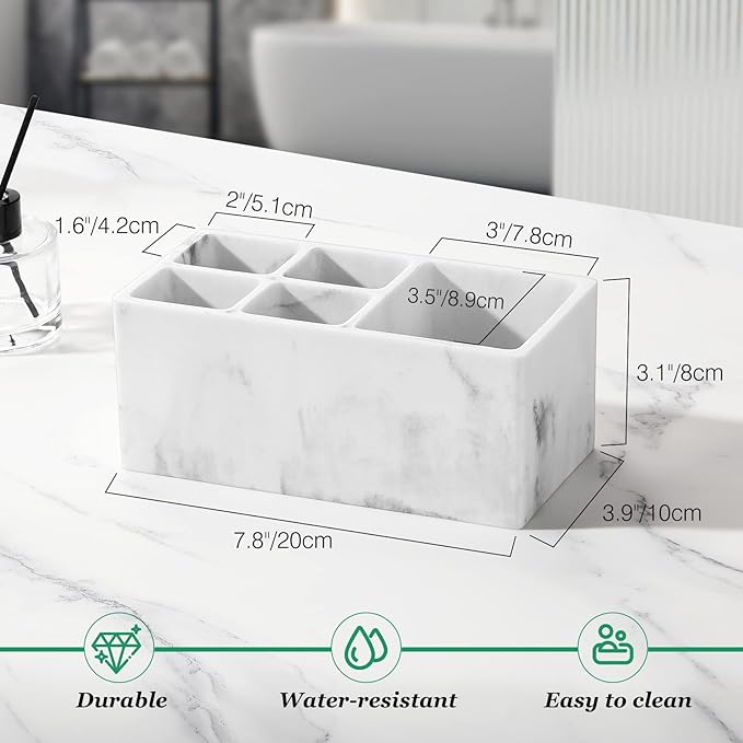 Luxspire Resin Toothbrush Holder, 5 Slots Hygienic Handmade Toothbrush Storage