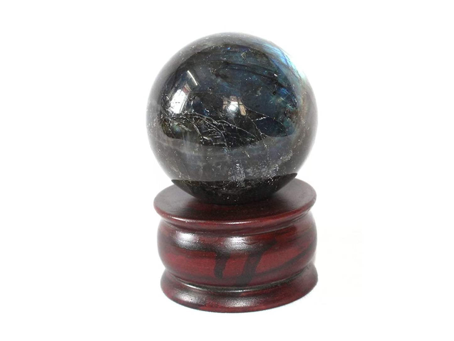 Jet Labradorite Crystal Ball 50-55 mm | Natural Labradorite Sphere with Stand for Positive Energy, Reiki Healing, Meditation, Aura Protection, Home Décor & Spiritual Gifts