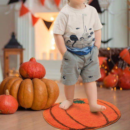 Halloween Bathroom Rugs Fall Bath mat Pumpkin Shape Cartoon Cute Bath Mat Small BathroomRug Plush Water Absorbent Bathtub Bathroom Doormats Non-Slip Washable Toilet Rug