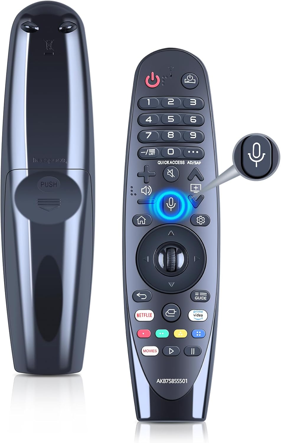Magic Replacement for LG TV Remote with Voice and Pointer Function，AKB75855501 and MR20GA for LG Smart TV Remote（OLED/NANOCELL/ 4K UHD Models with Netflix and Prime Video Hot Keys,Google/Alexa