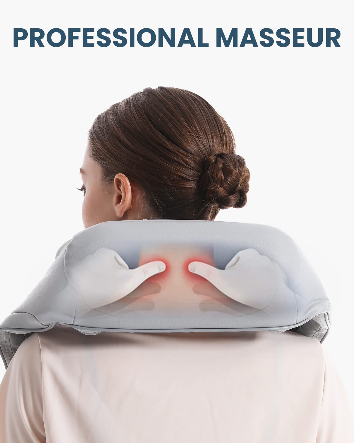 Nekteck Neck Massager for Pain Relief Deep Tissue, FSA Eligible Shiatsu Back Massager with Heating 3D Kneading Massage Pillow for Shoulder Leg Muscle, Office Home Car Use, HSA Eligible, Plug-in Use